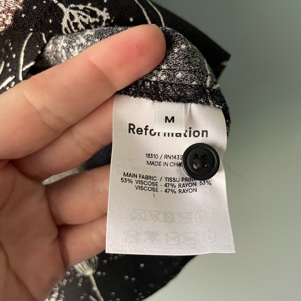 Reformation Black Celestial Print Button-Down Shirt - Picture 9 of 13